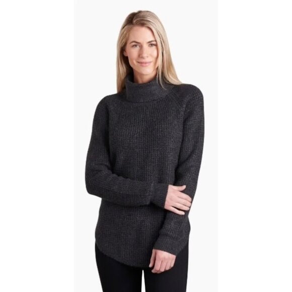 Kuhl Grey Sienna Long Sleeved Waffle Print Turtleneck Sweater - Picture 1 of 13